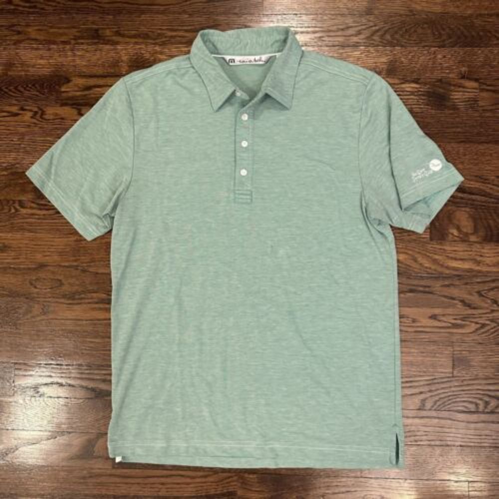 Travis Mathew Mens Polo Golf Shirt Logo Green Medium